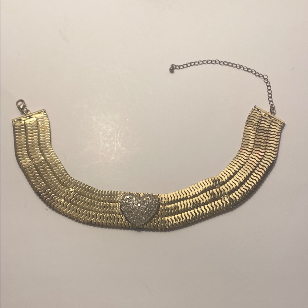 Elegant faux Gold Heart choker